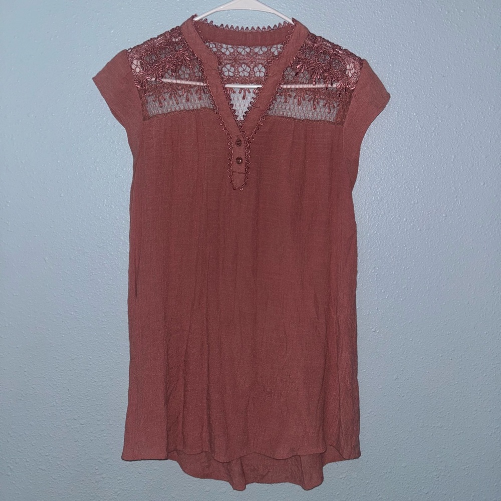 Sweet Wanderer Rust Lace Blouse